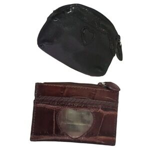 Brighton‎ Heart Patent Croc Wallet & Card Holder Set Black & Brown Vintage